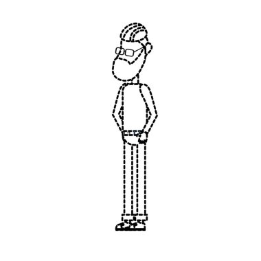 vektör çizim şekli şirin adam giyim ve saç modeli tasarım ile noktalı