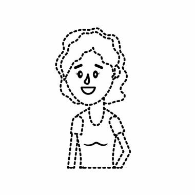 noktalı şekli kadın saç modeli ve bluz tasarım vektör çizim ile