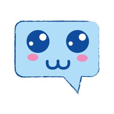 Kawaii şirin mutlu sohbet kabarcık vektör çizim