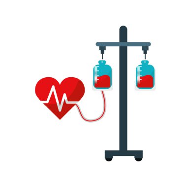 bağış kan nakli kalp atışı sembolü, vektör çizim araçlarıyla