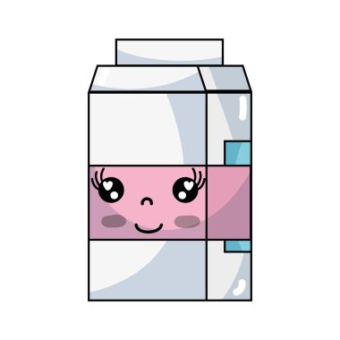 Kawaii şirin mutlu süt kutusu vektör çizim