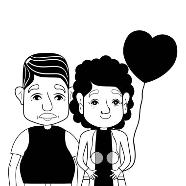 gözlük ve saç modeli ile kontur coupe yaşlılar illüstrasyon vektör