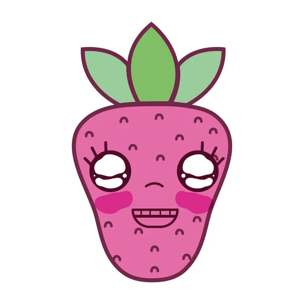 Εικονογράφηση Διάνυσμα Χαριτωμένο Ευτυχείς Φράουλα Φρούτα Kawaii — Διανυσματικό Αρχείο