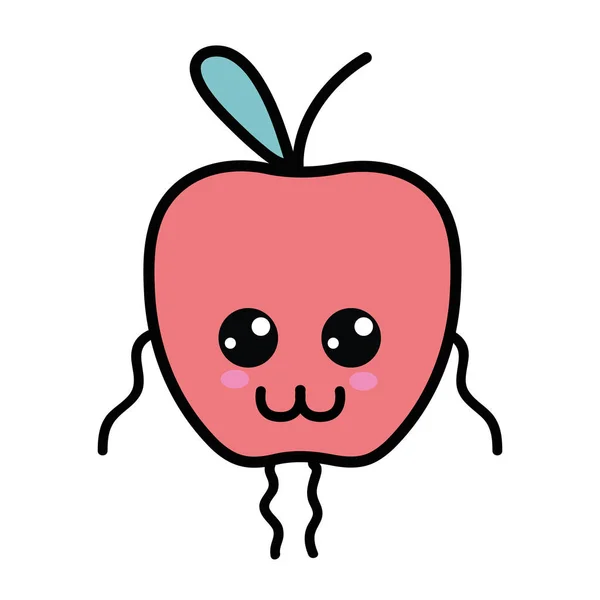可愛いかわいい柔らかいリンゴ フルーツ ベクトル イラスト — ストックベクタ