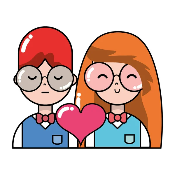 Pareja Con Las Relaciones Belleza Ilustración Del Vector Del Corazón — Vector de stock