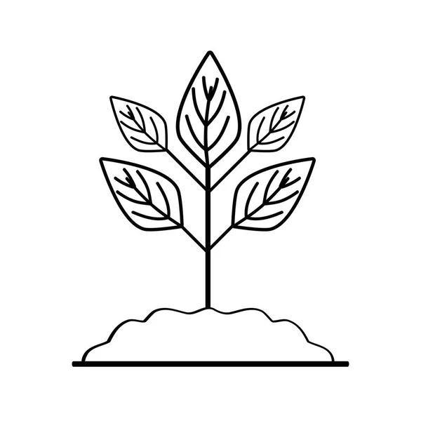 Plante Ligne Avec Sol Pour Sauver Entretenir Environnement Illustration Vectorielle — Image vectorielle