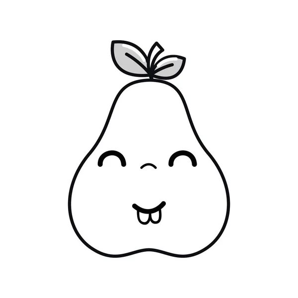 Silhouette Kawaii Nice Happy Pear Icon Vector Illustration - Stok Vektor