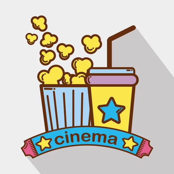 Cinéma Avec Boisson Gazeuse Pop Corn Illustration Vectorielle — Image vectorielle