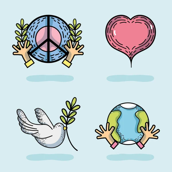 Ulusal barış ayarla ve gün vektör çizim seviyorum