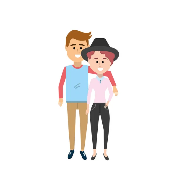 Couple Together Clouthes Design Vector Illustration Icon — Stock Vector
