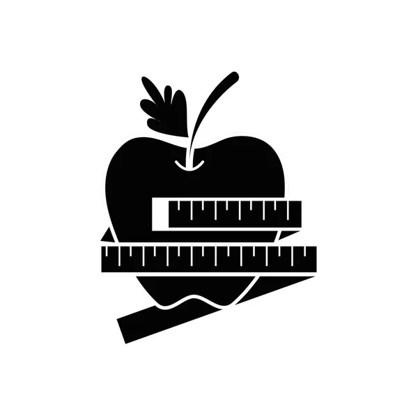 Kontur Köstliche Apfelfrüchte Mit Gesundem Herzen Vektorillustration — Stockvektor