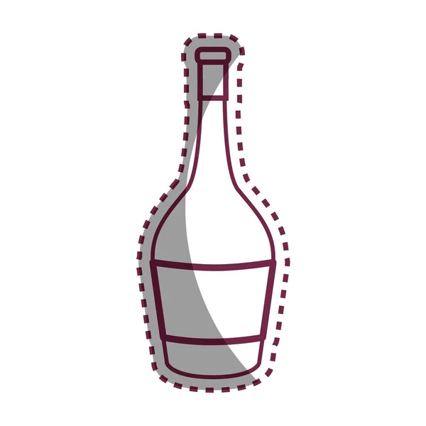 Aufkleber Linie Flasche Wein Leckeres Getränk Symbol Vektorillustration — Stockvektor