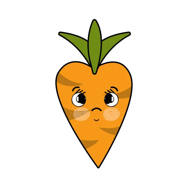 卡瓦伊可爱的悲伤胡萝卜蔬菜 矢量插图 — 图库矢量图片