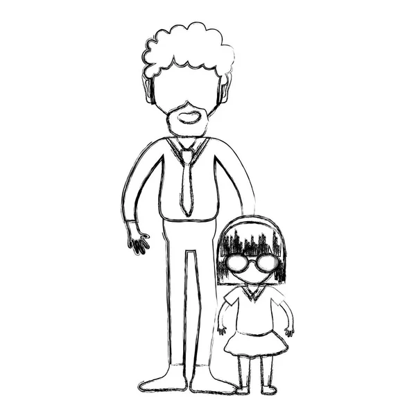 Vater Und Tochter Über Weißerem Hintergrund Vektorillustration — Stockvektor