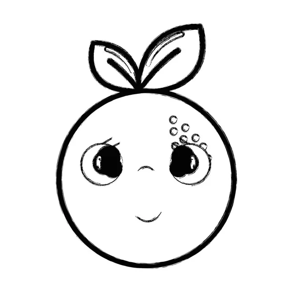 Figure Kawaii Beau Fruit Orange Timide Illustration Vectorielle — Image vectorielle