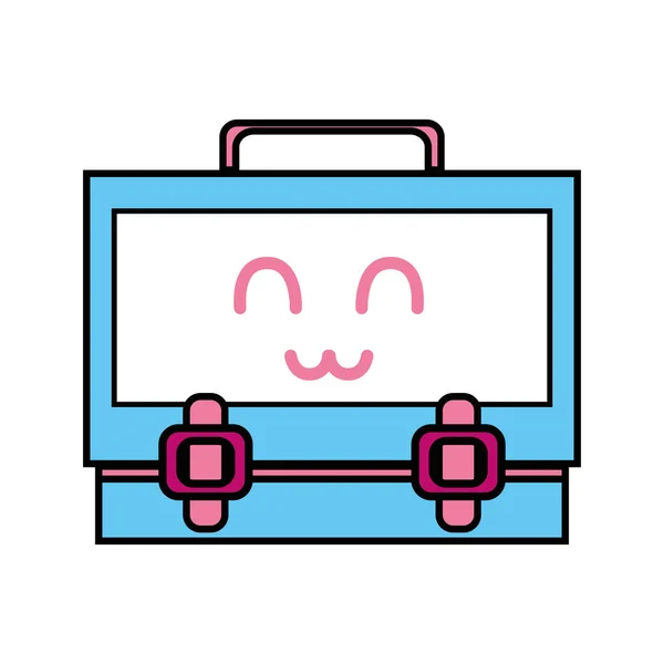 Kawaii Cute Happy Suitcase Design Vector Illustration — Stock Vector