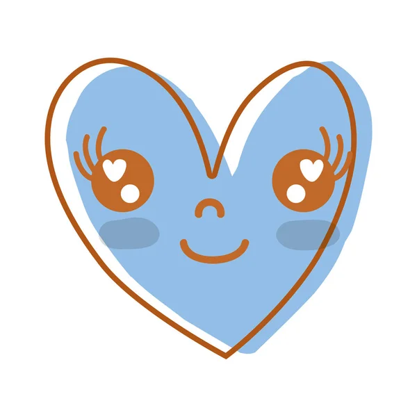 Kawaii Schattig Gelukkig Hart Ontwerp Vectorillustratie — Stockvector