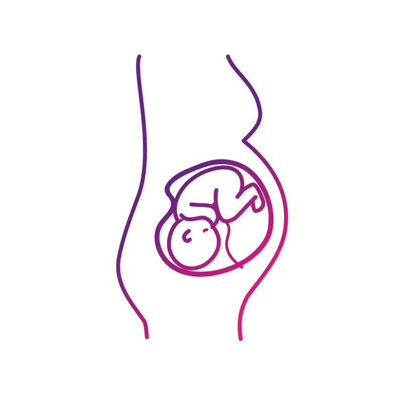 Línea Mujer Esperando Bebé Con Cordón Umbilical Vector Ilustración — Archivo Imágenes Vectoriales