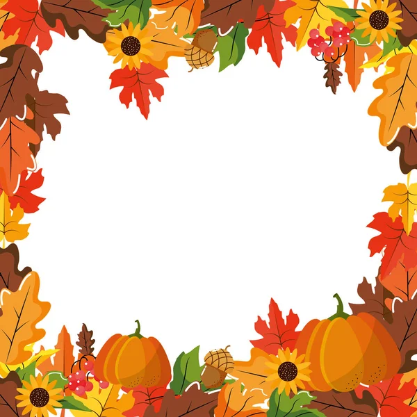Blätter Und Kürbis Der Glücklichen Erntedank Herbst Und Jahreszeit Thema — Stockvektor