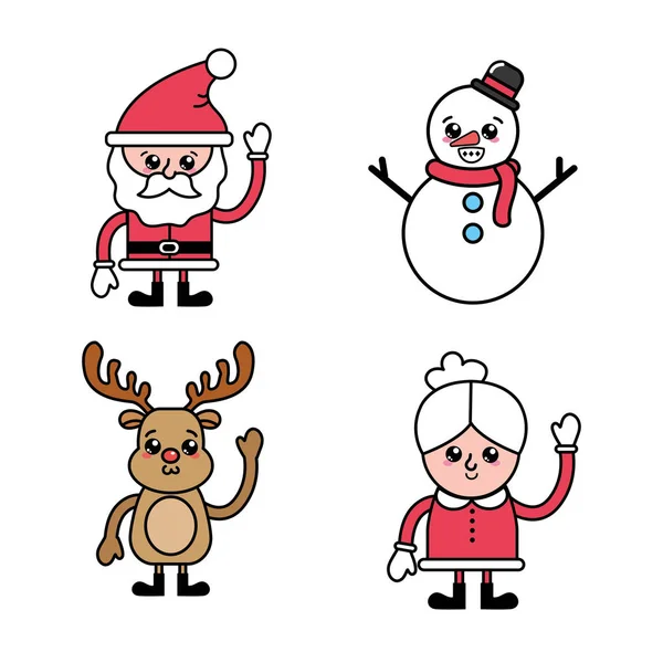 Set Merry Christmas Celebration Holiday Decoration Vector Illustration — Stock Vector