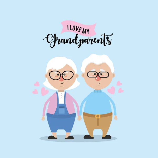 Grootouders Paar Samen Schattig Liefde Vectorillustratie — Stockvector