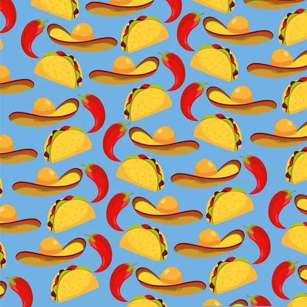 Meksika taco yemek şapka arka plan vektör çizim ile