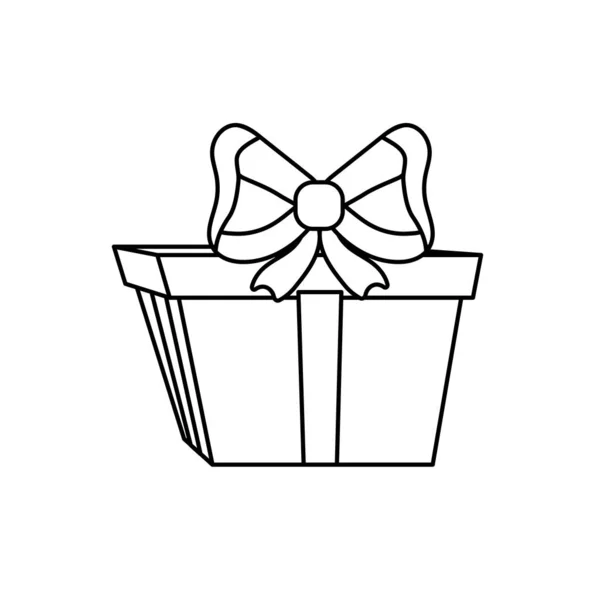 Ligne Cadeau Cadeau Avec Ruban Arc Décoration Design Vectoriel Illustration — Image vectorielle