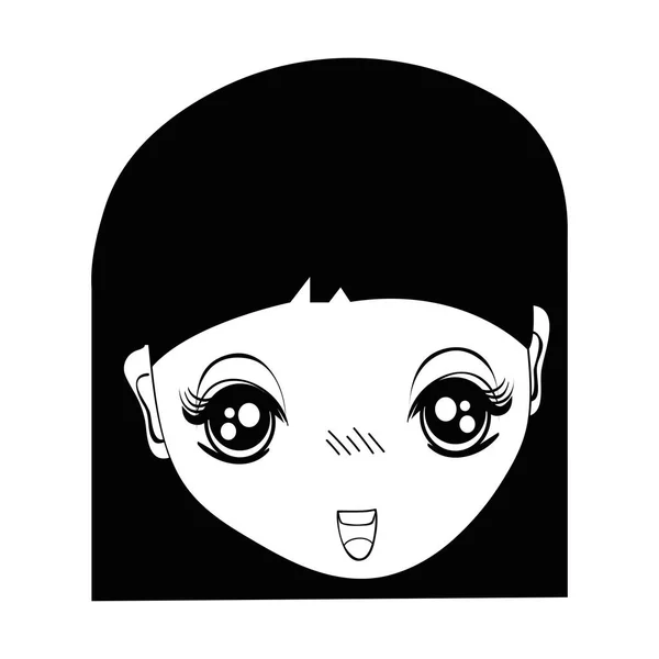 Контур Лица Красивой Девушки Прической Выражением Лица Векторная Иллюстрация — стоковый вектор