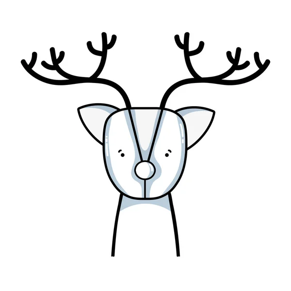 Line Cute Reindeer Wildlife Animal Reserve Vector Illustration — Stock Vector