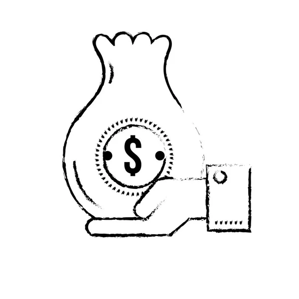 Σχήμα Επιχειρηματίας Τσάντα Μετρητά Χρήματα Στην Χέρι Διανυσματική Εικόνα — Διανυσματικό Αρχείο