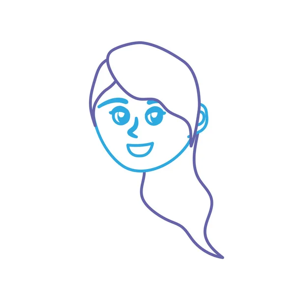 Линия Аватара Счастливая Женщина Лицо Прической Дизайн Векторной Иллюстрации — стоковый вектор