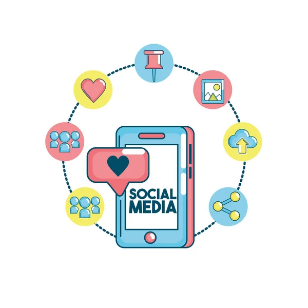 Zestaw Ilustracji Wektorowych Połączenia Technologii Społecznościowych Medio — Wektor stockowy