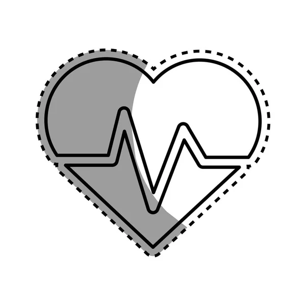 Silhouette Heartbeat Cardio Vitala Tecken Vektorillustration — Stock vektor