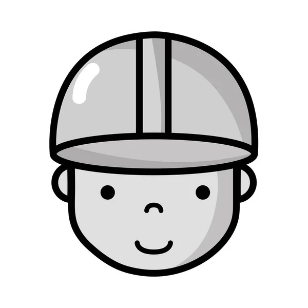 Grayscale Avatar Man Head Cap Design Vector Illustration — Stock Vector