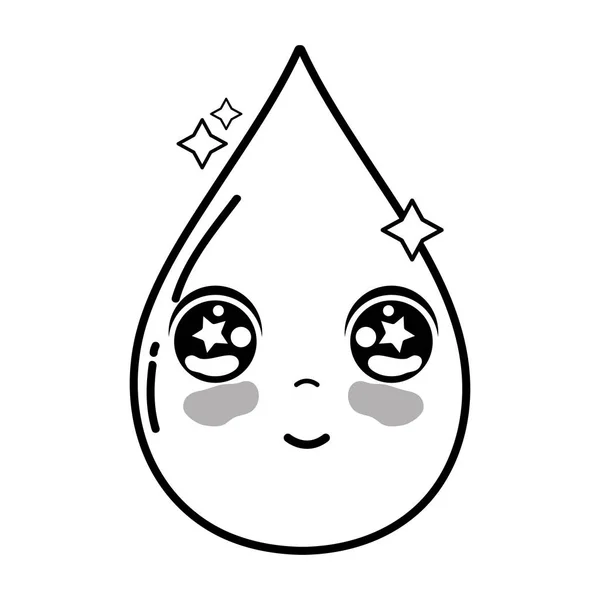 线卡瓦伊可爱的快乐水滴矢量插图 — 图库矢量图片