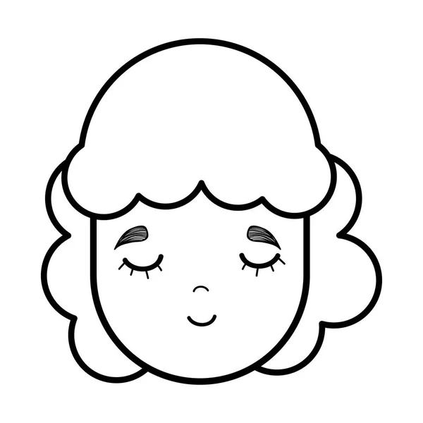Gesicht Glücklich Schöne Mädchen Mit Frisur Vektor Illustration Design — Stockvektor