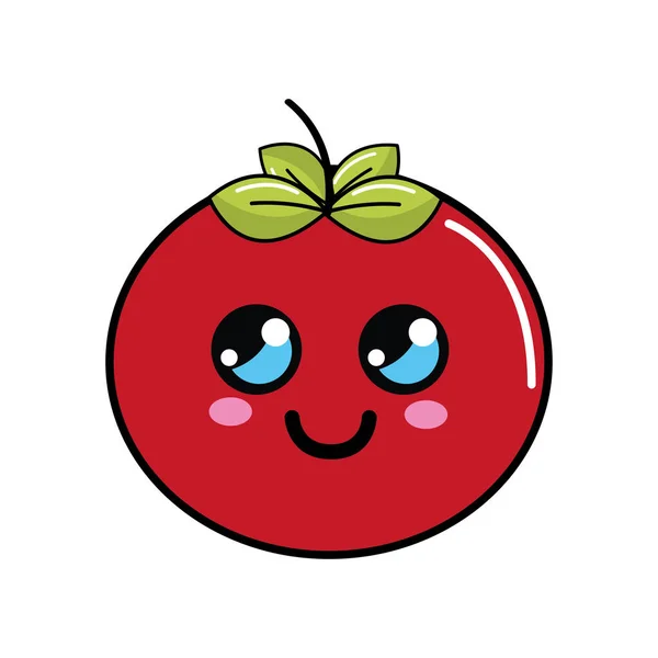 Kawaii 很好的想法番茄蔬菜 矢量插图 — 图库矢量图片