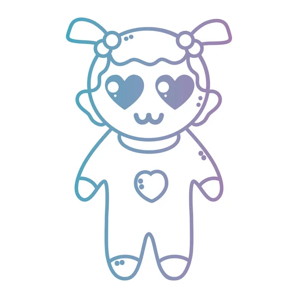 line nice baby girl with pijama and hairstyle vector illustration