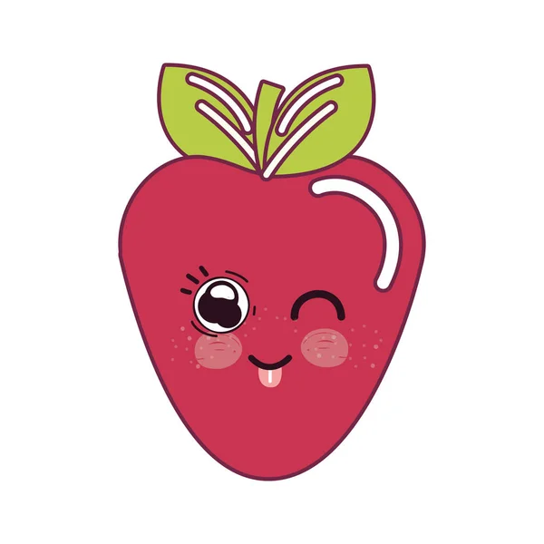 Kawaii Nice Happy Strawberry Icon Vector Illustration — Stock Vector