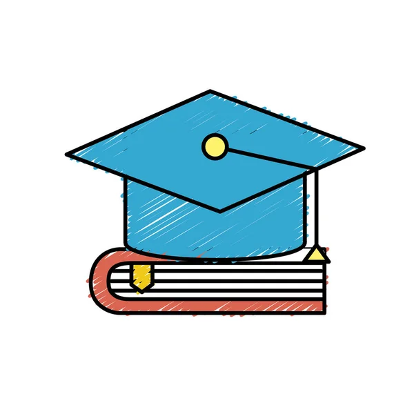 Graduation Casquette Sur Illustration Vectorielle Livre Proche — Image vectorielle