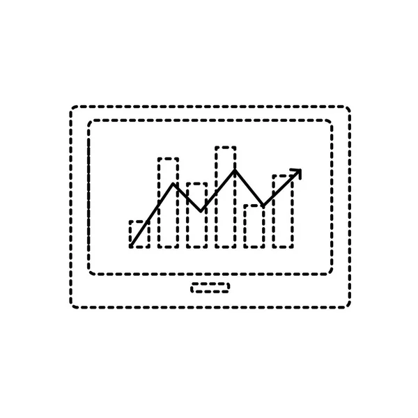 Punktierte Bildschirmtechnologie Mit Statistiken Balken Diagramm Vektorillustration — Stockvektor