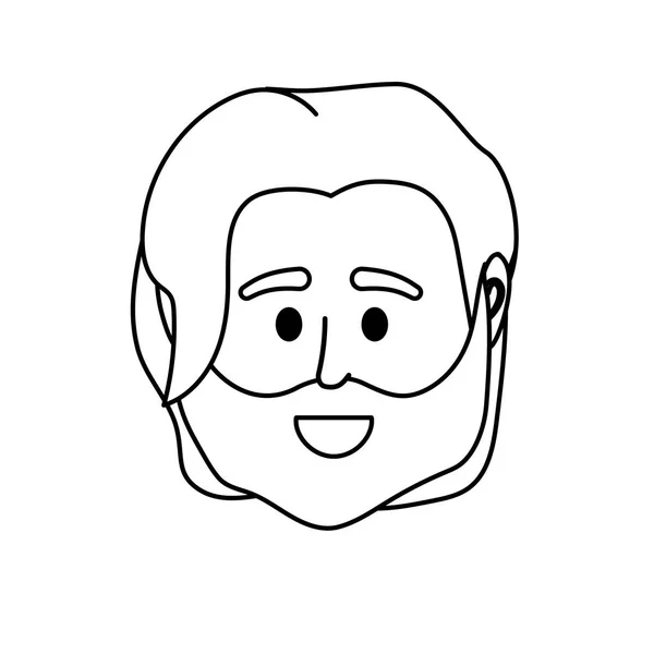 Línea Avatar Hombre Cabeza Usuario Social Vector Ilustración — Vector de stock