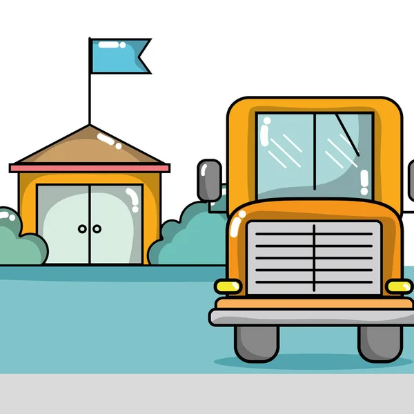 Autobús Escolar Para Transporte Los Estudiantes Vector Ilustración — Archivo Imágenes Vectoriales