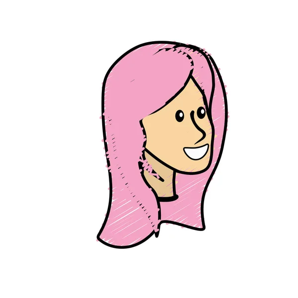 愉快可爱的女人面孔与发型 向量例证 — 图库矢量图片