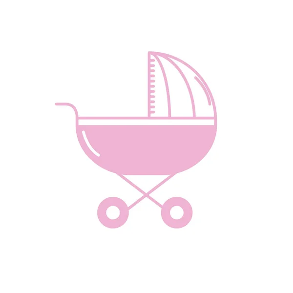 Siluet Bebek Arabası Bebek Aracına Rahatla Vektör Çizim — Stok Vektör