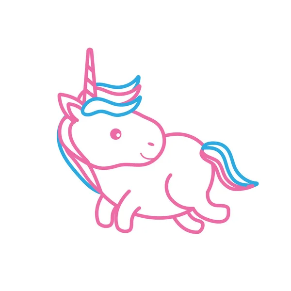 Line Nice Unicorn Dengan Tanduk Dan Gaya Rambut Desain Vektor - Stok Vektor