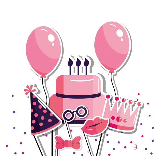 kek ve balon mutlu Doğum günü kutlaması için illüstrasyon vektör