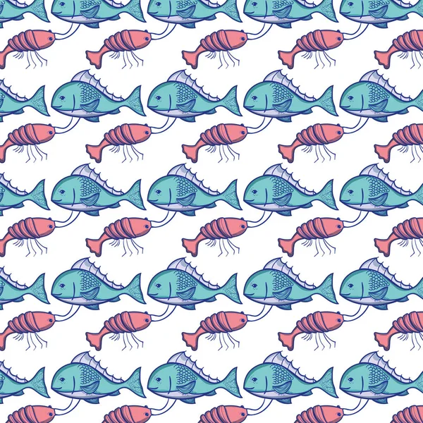 Fisch Und Hummer Tier Hintergrund Design Vektor Illustration — Stockvektor