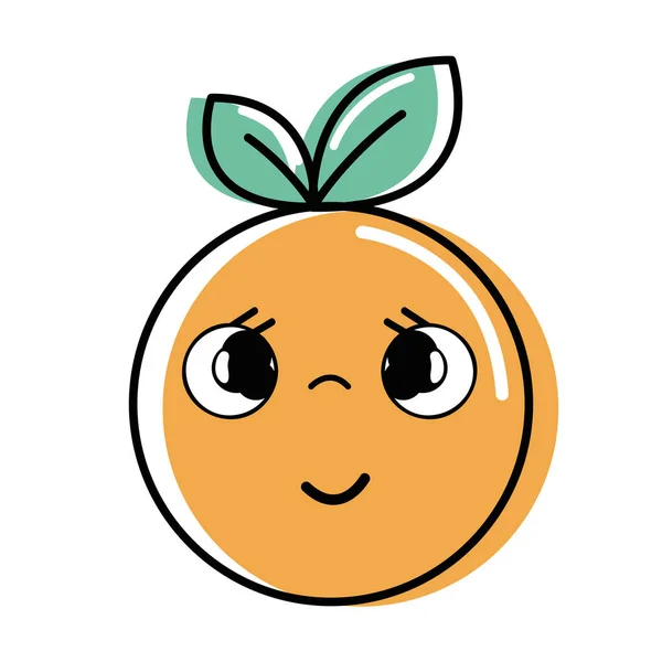 Kawaii Mooi Verlegen Oranje Vruchten Vectorillustratie — Stockvector