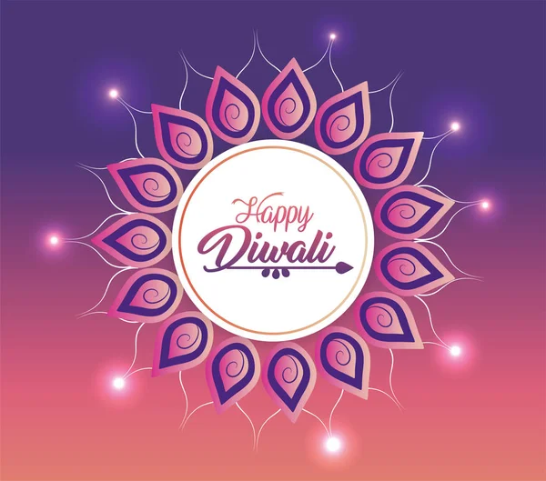 Diwalic Sticker Decoration Mandala Lights Vector Illustration — Stock Vector